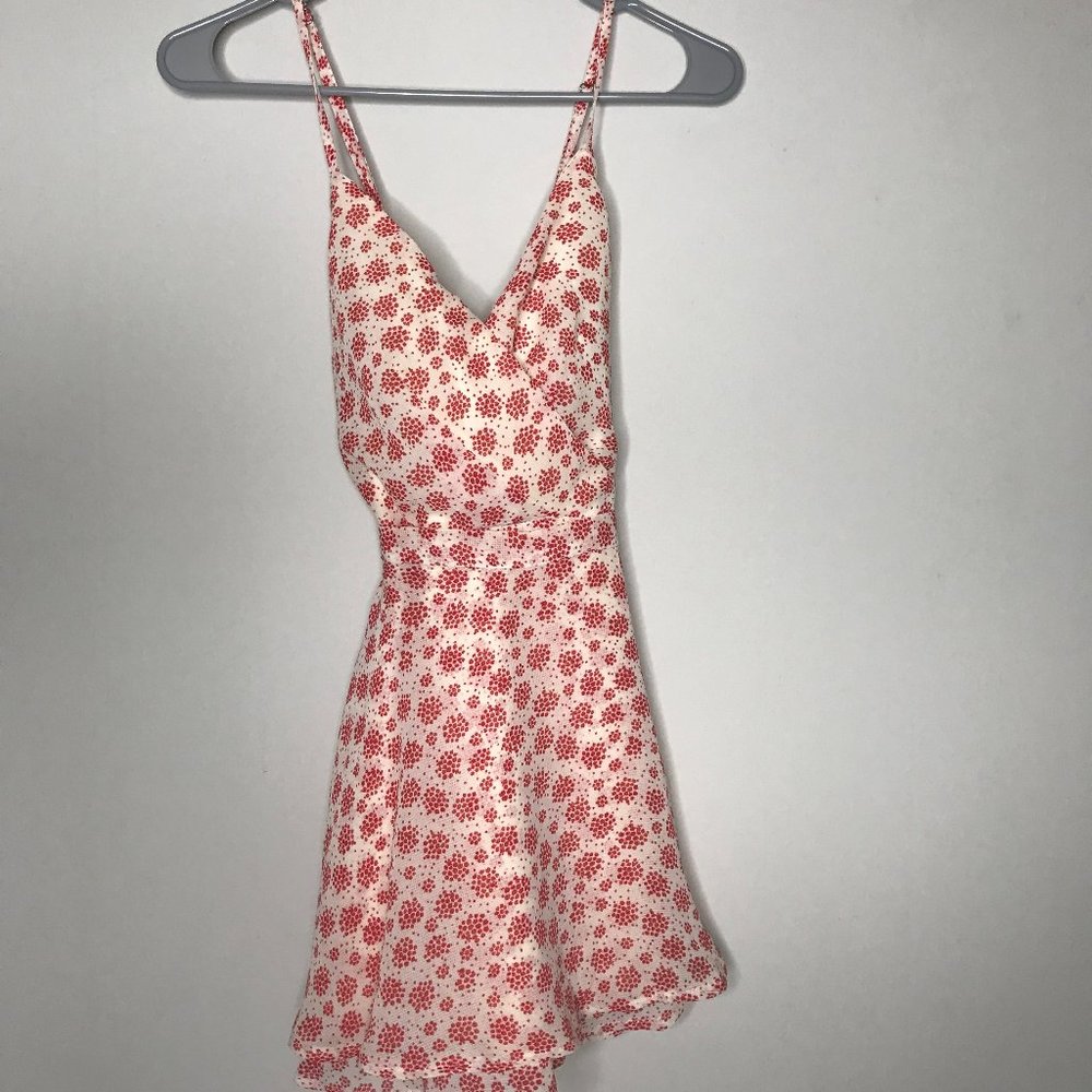 Angel Biba Women's Size XS Romper Skort Spaghetti Strap Red & White Back Zip